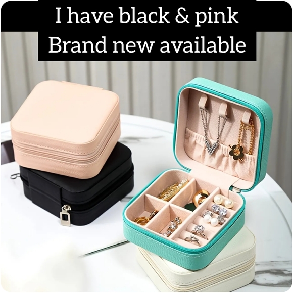 Faux leather jewelry Box Travel Portable Jewelry Organizer Mini Case 2 colors - Picture 1 of 11